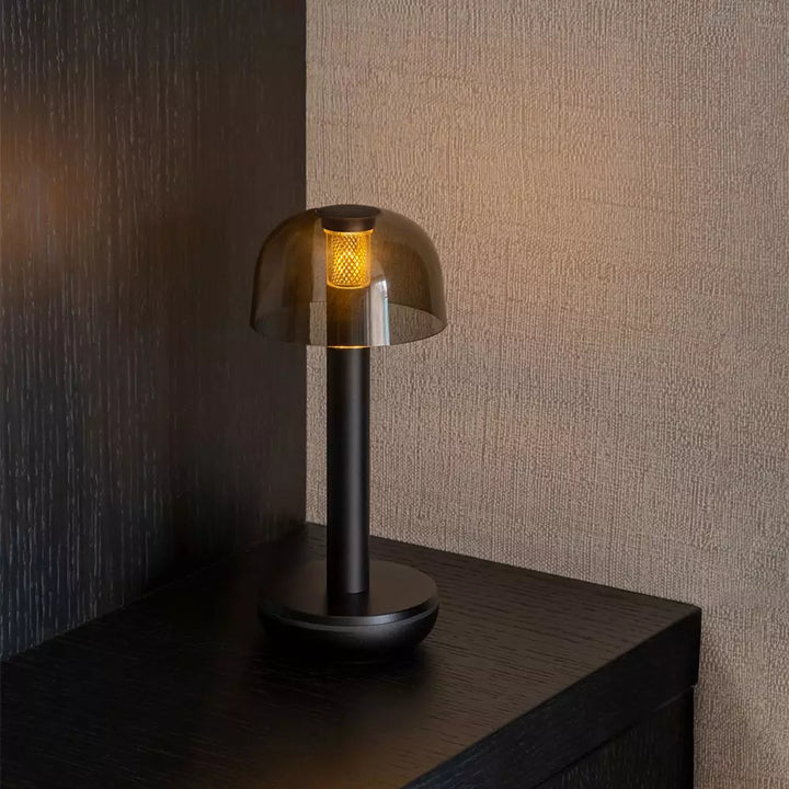 Humble-Two-cordless-table-lamps-lighting-rechargeable-dome-shaped-cocktail-lamp-black-smoked-glass-shade