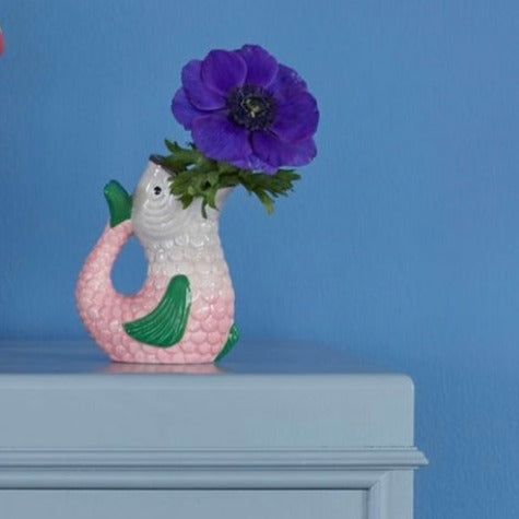 rice-dk-ceramic-fish-guggle-mini-jug-vase-painted-ornament-novelty-jar-
