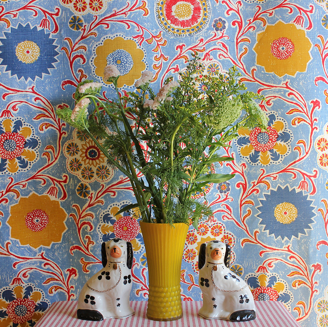 Ellen-Merchant-wallpaper-jamboree-nomad-pattern-handprinted-artisan-blue-yellow-floral-print-UK-Made-British-Designer
