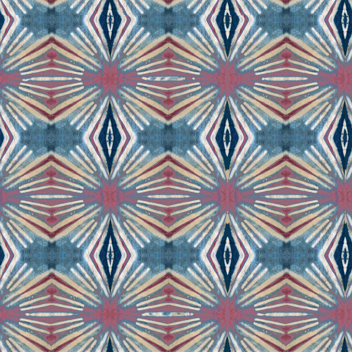 Tatie-Lou-Itajime-Diamond-ikat-pattern-tile-repeat-wallpaper-boho-style-Rouge
