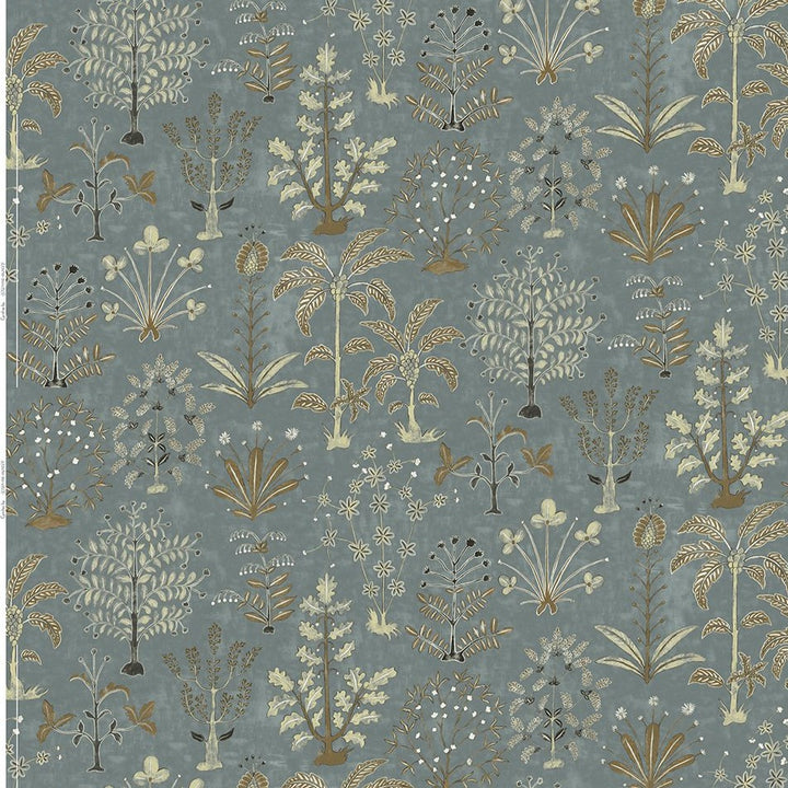 Josephine-Munsey-fabrics-Cynthia-Mid-blue-olive-linen-botanical-nature-printed-pattern-hand-painted-pattern-print-UK-British-designer-textile-