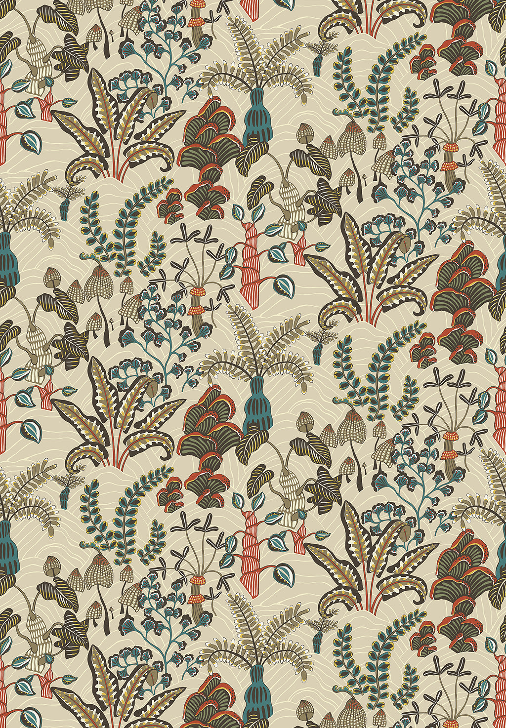 Woodland Floor Wallpaper Stone and Teal