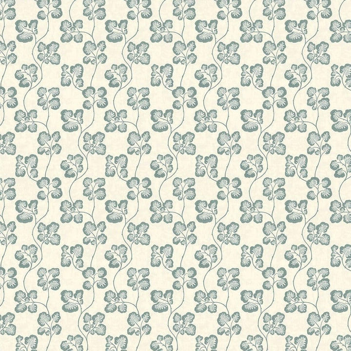 Josephine-Munsey-Cabbage-check-wallpeper-check-repeat-climbing-leaf-pattern-retro-cottage-pattern-Blue-and-clarke-white-