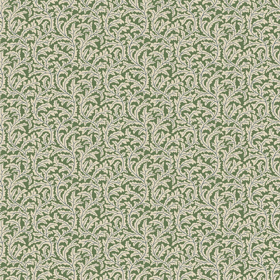 Josephine-munsey-wallpaper-Frond-ogee-oak-leaf-pattern-trailing-repeat-wallpaper-natural-print-hand-painted-cottage-country-pattern-brookes-green-edge-sand