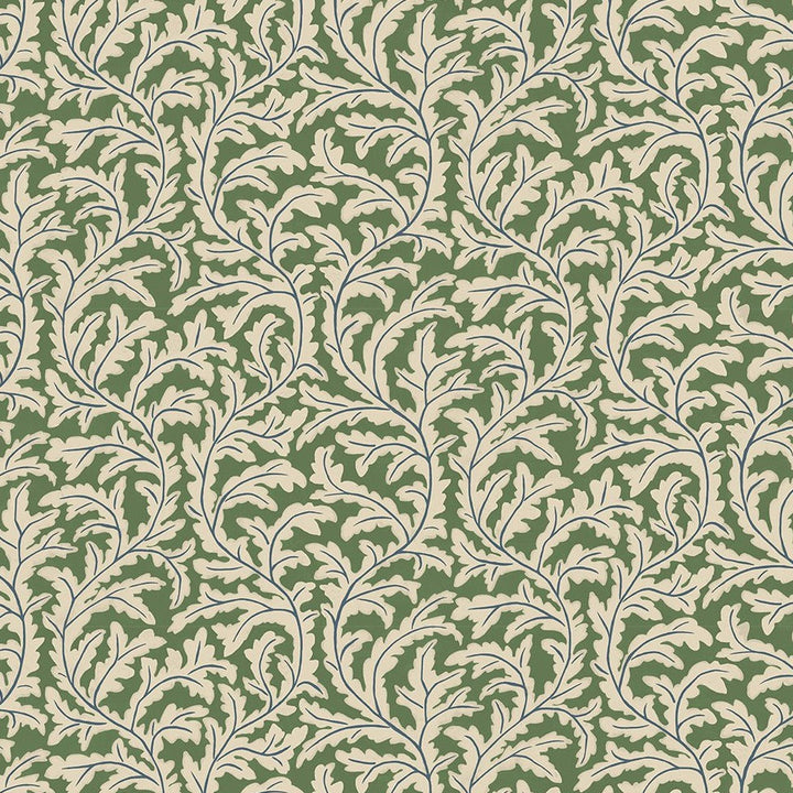 Frond Ogee Wallpaper - Brookes Green and Edge Sand
