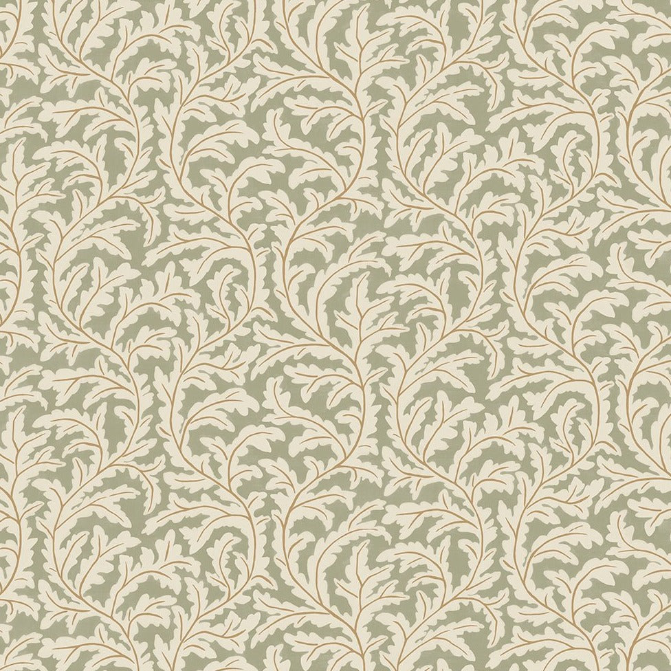 Josephine-munsey-wallpaper-Frond-ogee-oak-leaf-pattern-trailing-repeat-wallpaper-natural-print-hand-painted-cottage-country-pattern-sage