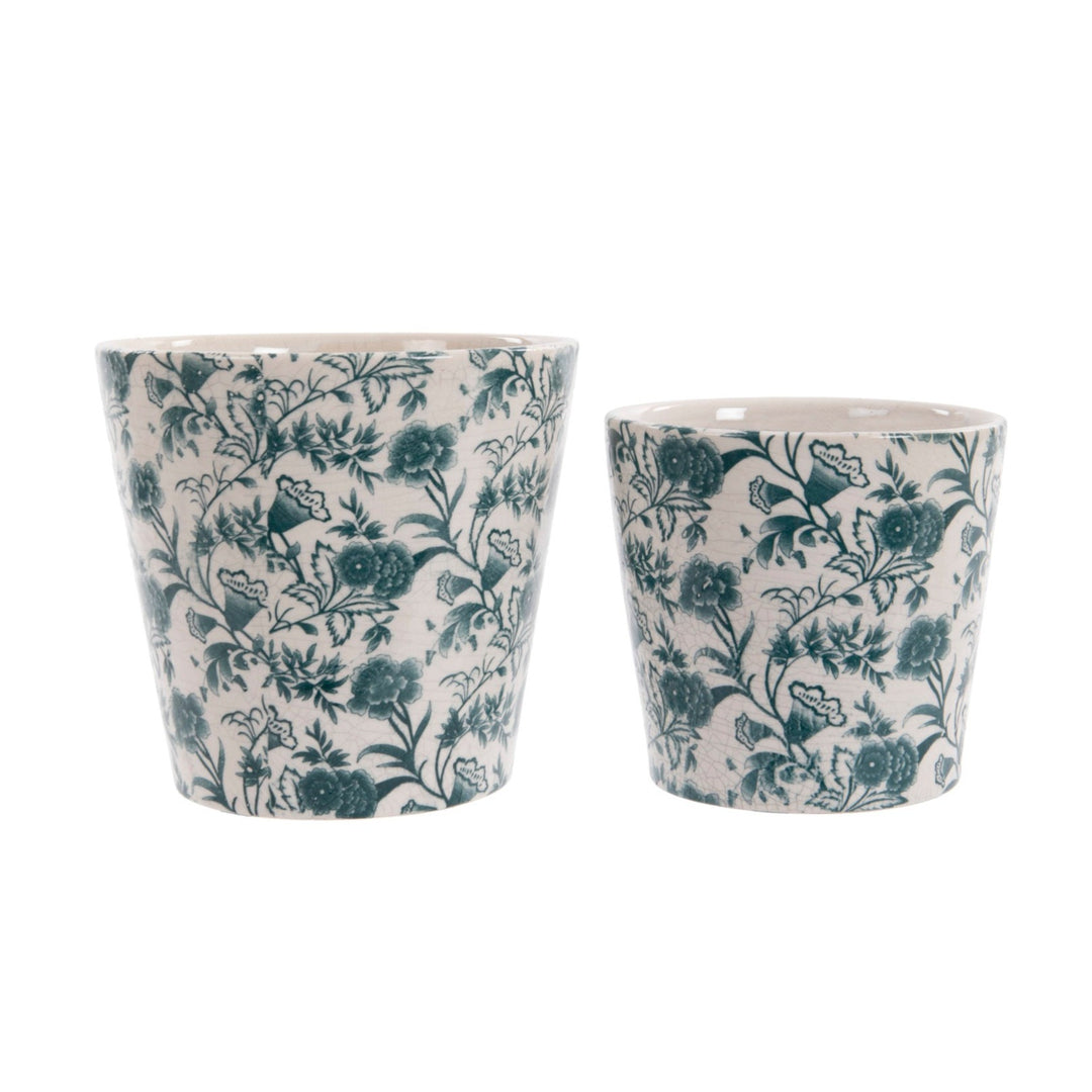 London-ornaments-viridi-plant-pots-set-of-ywo-vintage-distressed-style-plant-pots-twins-floral-pattern-white-crackle-base