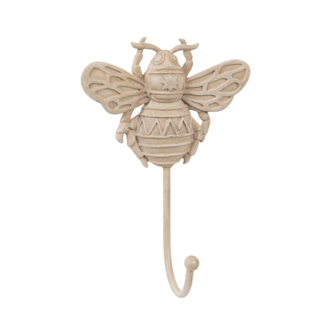 ornamental-metal-bee-wall-hook-metal-powder-coated-cream-trinket-hook-detailed