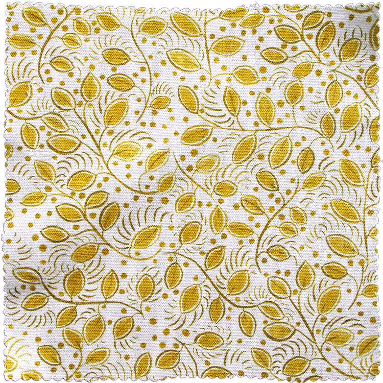 Lowri-textiles-linen-leaf-leaves-trailing-ditsy-print-little=leaves-yellow-upholstry-textile-fabric-blinds-curtains-floral-small-printed-white-yellow-