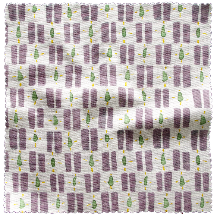 Lowri-textiles-little-check-box-print-check-lilac-muted-green-yellow-pops-white-background-linen-cotton-british-print-designer-uk-organic-cotton-welsh-blanket-inspo-Jo-Faulkner