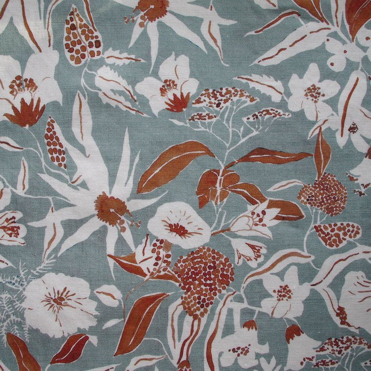Lowri-textiles-night-garden-Blue-fabric-pink-rust-trailing-floral-flower-pattern-fabric-linen-cotton-jo-Faulkner-terracotta-soft-blue-white-eleganti