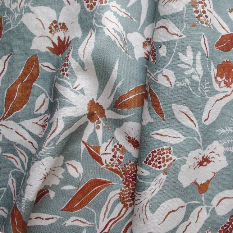 Lowri-textiles-night-garden-Blue-fabric-pink-rust-trailing-floral-flower-pattern-fabric-linen-cotton-jo-Faulkner-terracotta-soft-blue-white-elegant