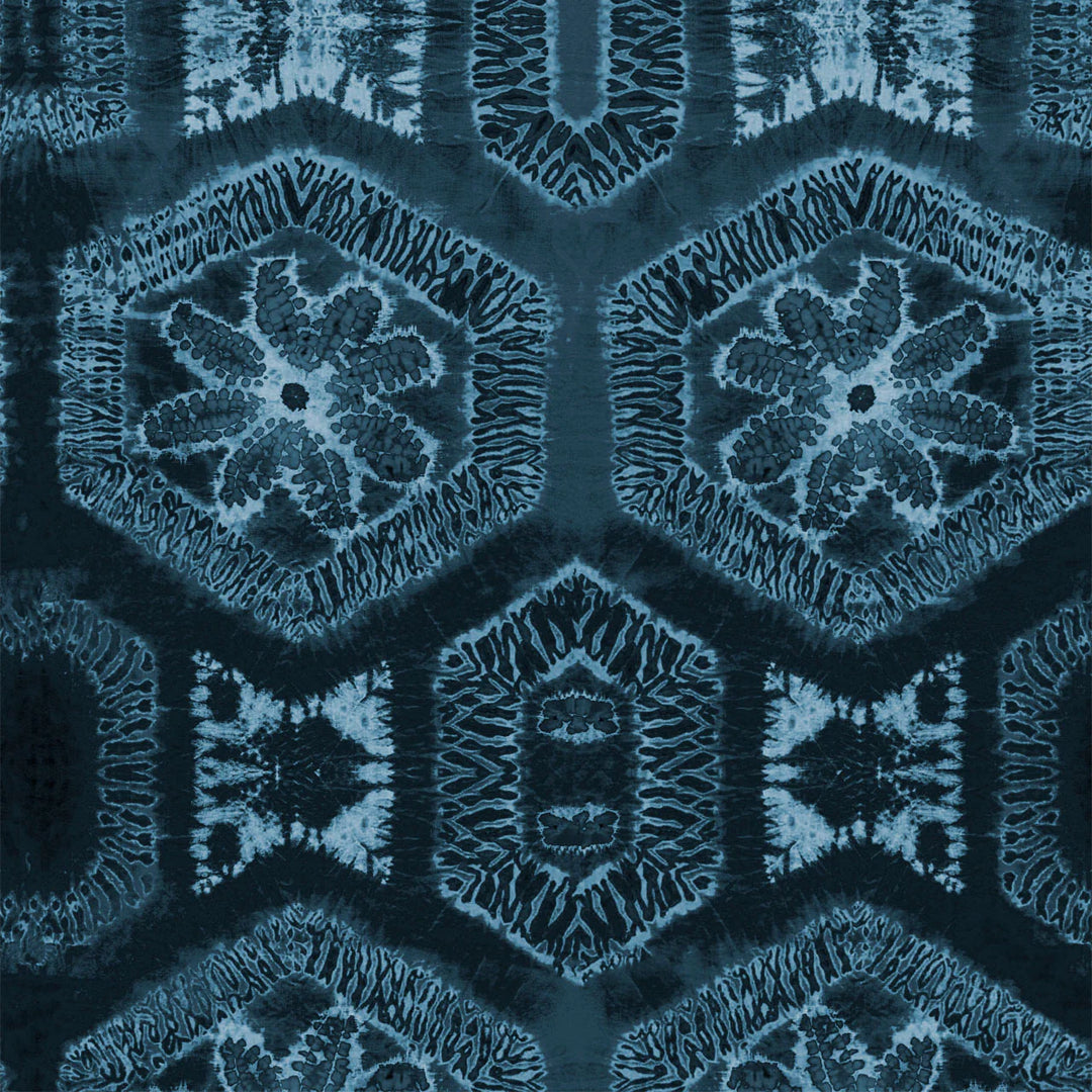 Tatie-Lou-wallpaper-Nui-Burst-repeat-boho-style-blue-denim-tile-repeat-pattern-embroidery-look-indigo-pattern