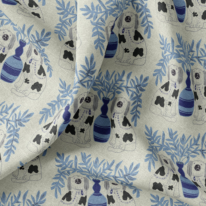 Pair of Dogs Oyster Linen in Delft Blue