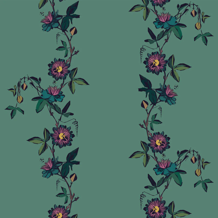 Tatie-Lou-wallpaper-passion-flower-trailing-vines-floral-print-stripe-design-leaf-green