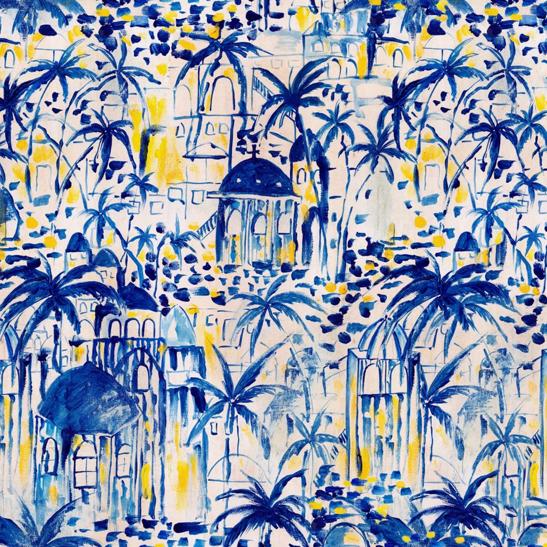 mind-the-gap-rhodes-mural-wallpaper-sundance-villa-collection-greece-tropical-wallpaper-blue-white-yellow-energetic-paint-strokes-expressive-maximalist-statement-interior