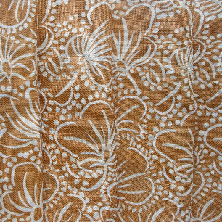 Lowri-textiles-Viola-ditsy-fabric-crinckle-rust-terracotta-textile-printed-linen-cotton-flowers-white-spots-