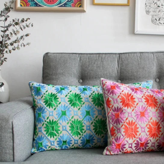 My-Doris-Mandawa-indian-embroidery-rectangle-cushion-grey-lime-aqua-stitching-detail-fair-trade-decorative-scatter-pillow-Jaipur-Lime-Aqua