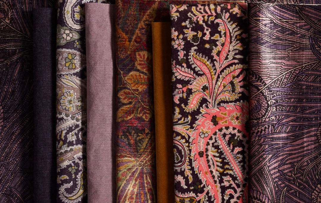liberty-fabrics-emberton-linen-paisley-design-purple-pink-yellow-coral-deep-purple-red-moodboard