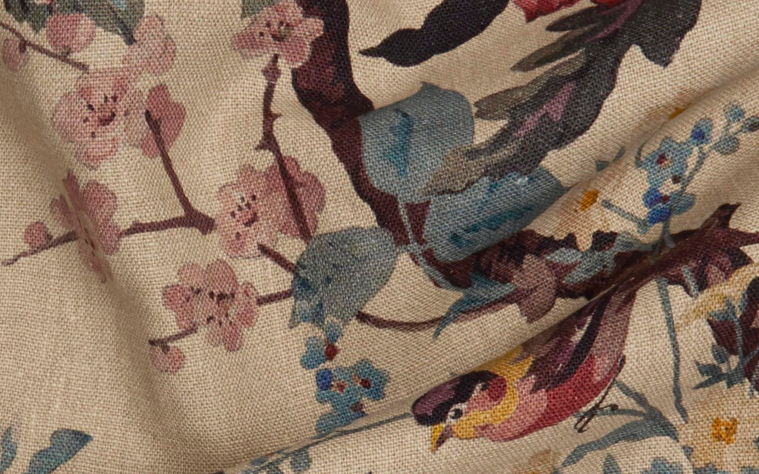 liberty-fabrics-bird-floral-100%-linen-beige-purple-blue-pink-curtain-furnishing-fabrics