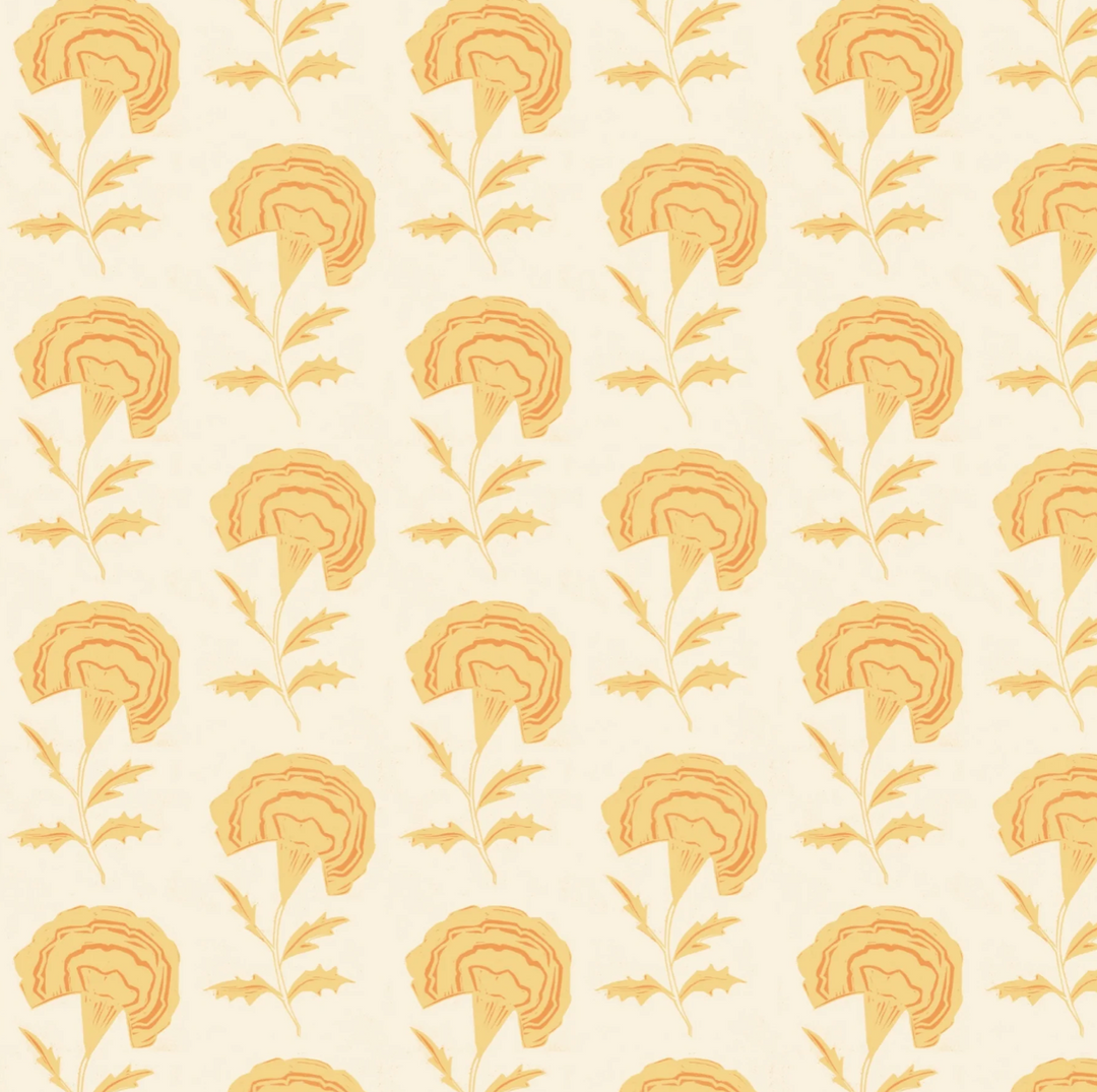 Annika-reed-studio-marigold-wallpaper-print-design-floral-walllcovering-yellow-pink-orange
