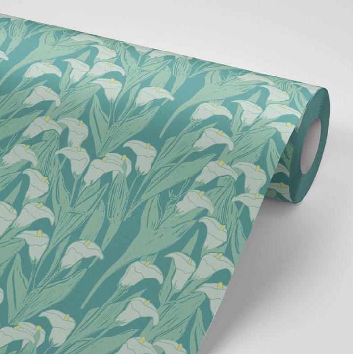 annika-reed-studio-calla-lily-wallpaper-green-bloom-floral-design