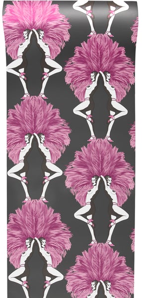 Showgirls Wallpaper Metallic Pink & Black