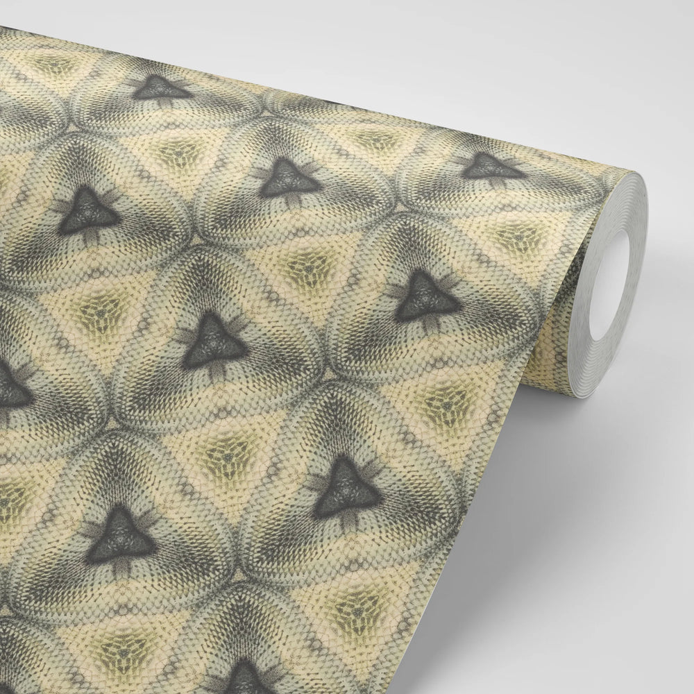 North-and-Nether-Snakeskin-Python-Skin-wallpaper-triangle-formation-pattern-print-yellow-black-base-animal-print-
