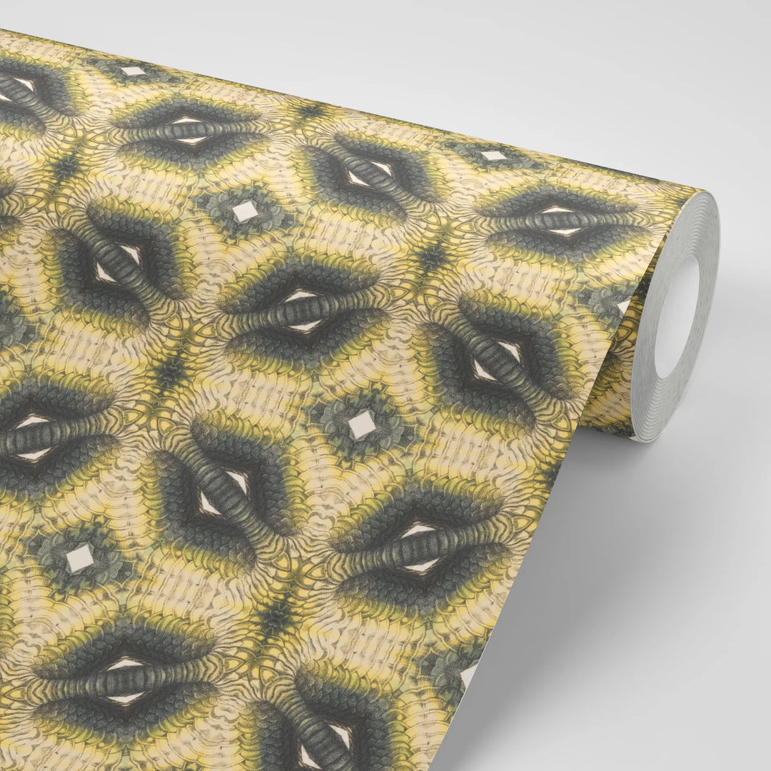 North-and-Nether-Snakeskin-Serpent-collection-yellow-black-scales-triangle-diamond-skin-animal-print-wallpaper-pattern-scales