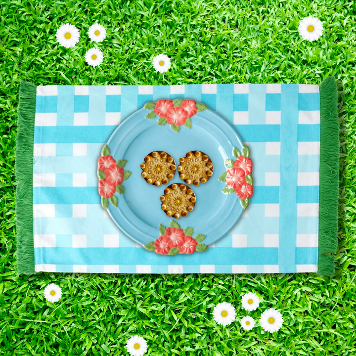 Gingham Cotton Placemat in Blue & Green
