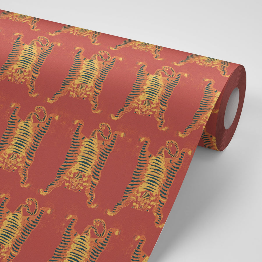 Annika-reed-studio-tibetan-tiger-wallpaper-burnt-orange-bespoke-printed-atr101