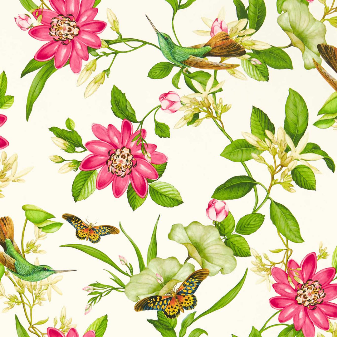 clarke-clarke-pink-lotus-flower-floral-wallpaper-botanical-bird-butterfly-ivory-british-designer