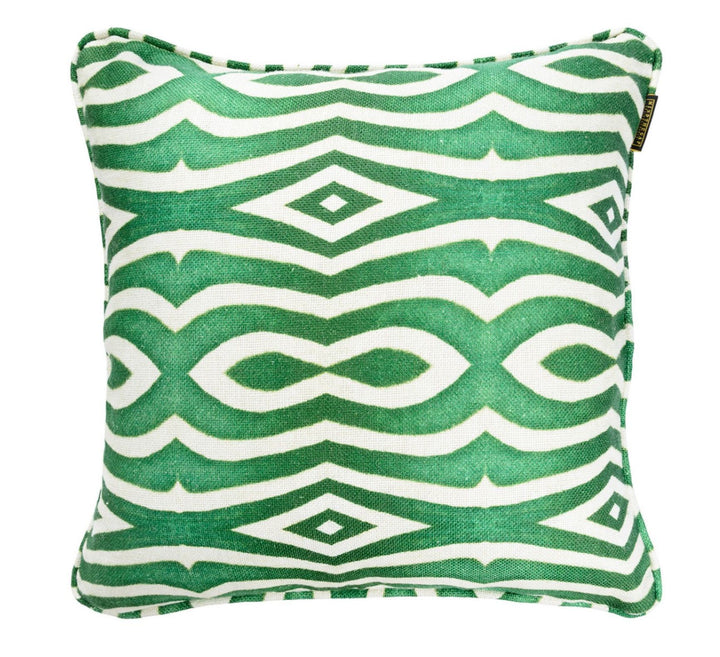 mind the gap linen cushion riverside green and white