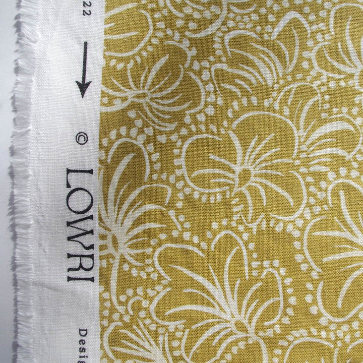 Lowri-textiles-Violas-yellow-sunny-ditsy-print-white-pattern-buttercup-printed-fabric-british-linen-cotton