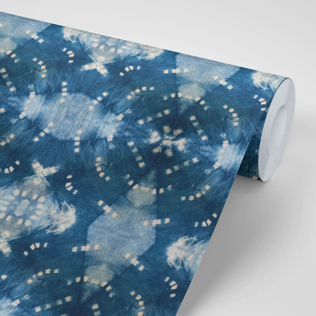 Tatie=lou-wallpaper-Itajime-row-style-tie-dye-indigo-blues-geometric-pattern-repeat-wallpaper-selection