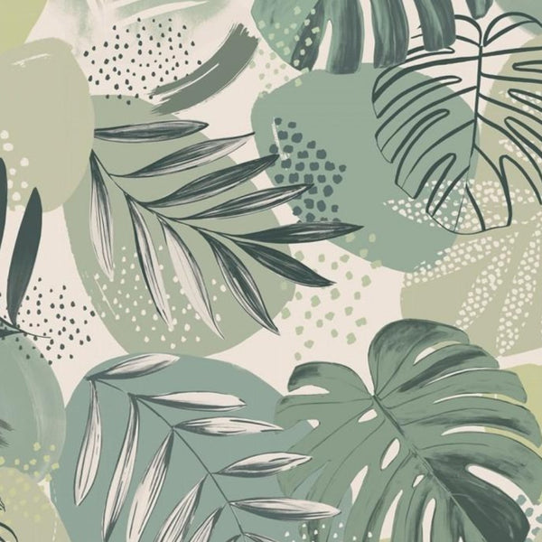 Abstract Jungle Wallpaper, Leaf Green