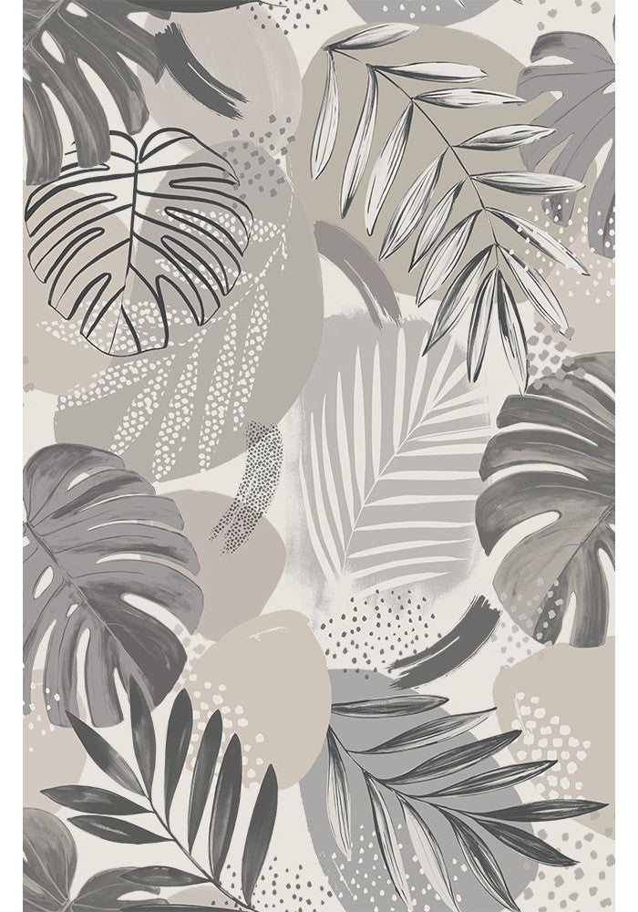 Abstract-jungle-print-wallpaper-brand-McKenzie-leaf-puttygrey-pattern-monstera-palm-large-pattern-grey -monochrome-taupe--painterly-abstract