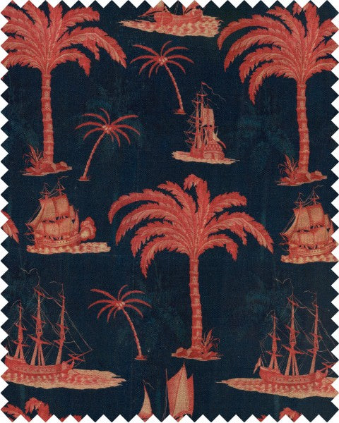 mind-the-gap-linen-fabrics-aegean-indigo-blue-fabric-red-palm-trees-sail-boats