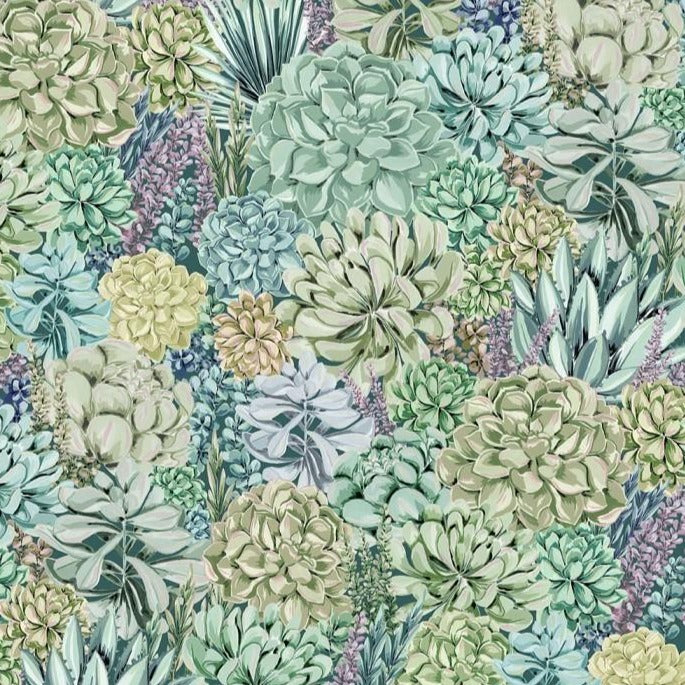 alpine-landscape-wallpaper-mural-succulents-botanical-print-living-wall-wallpaper-green-multicoloured -brand-McKenzie