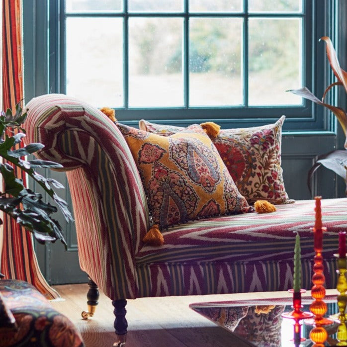 Anatolia Chaise Lounge Bakhmal Ikat Woven Fabric
