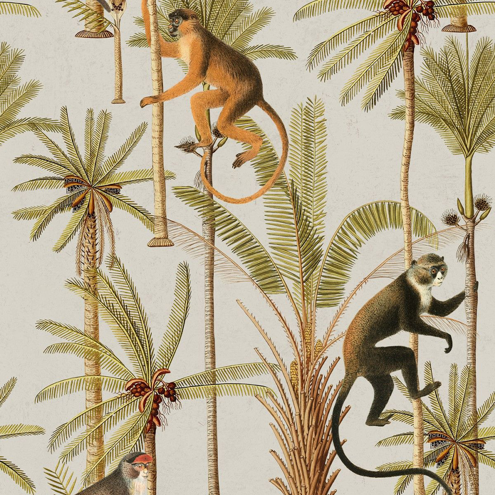 mind-the-gap-barbados-taupe-wallpaper-monkeys-palm-trees-white-background-tropical-the-rediscovered-paradise-collection