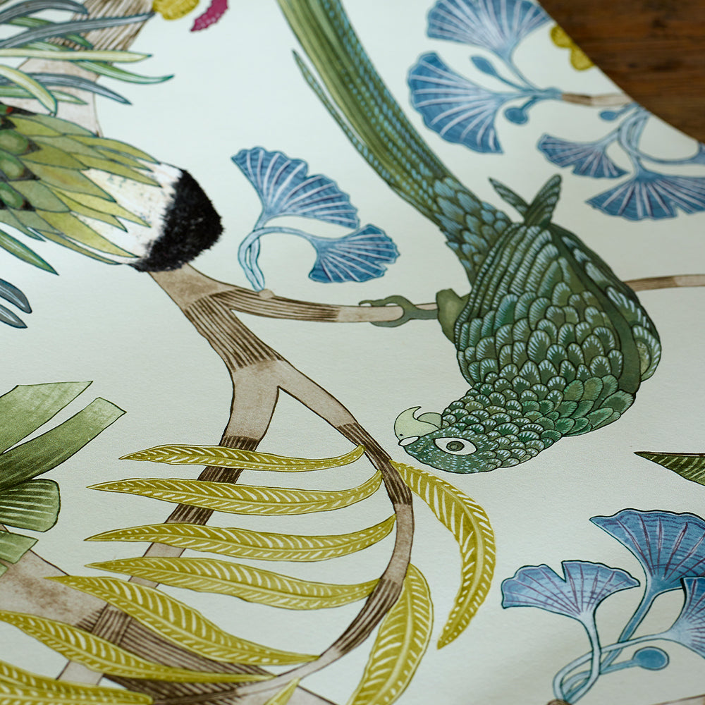 josephine-munsey-living-branches-bird-wallpaper-ivory-green-yellow-pink-blue-nature-roll