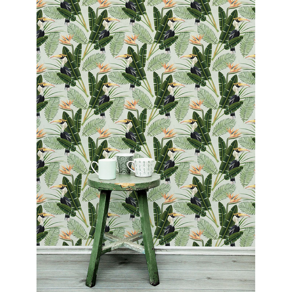 mind-the-gap-birds-of-paradise-wallpaper-tropical-vibes-collection-orange-green-black-statement-room