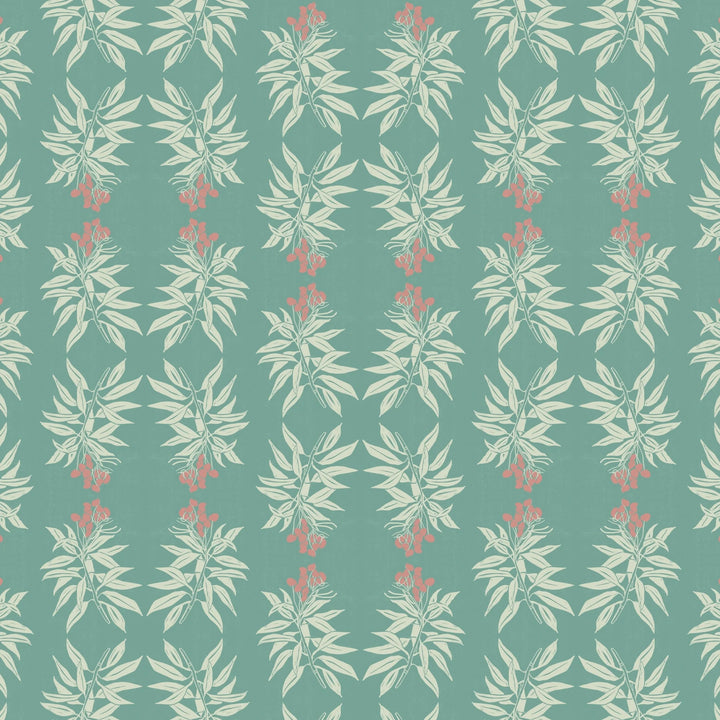 annika-reed-studio-wallpaper-branches-of-mango-flowers-leaves-mint-green-peach-pink