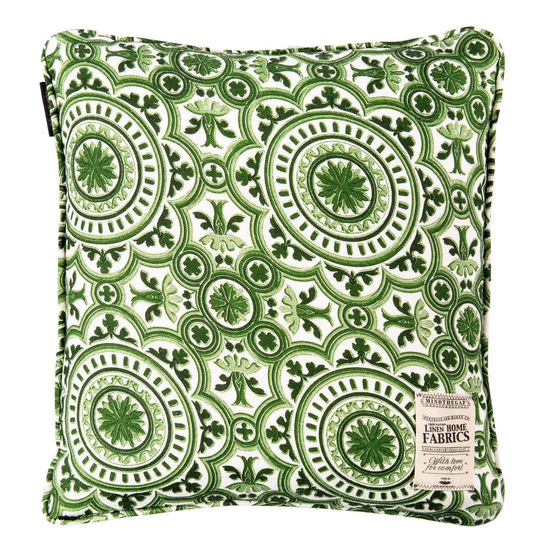mind the gap linen cushions the manor green and white garden maze