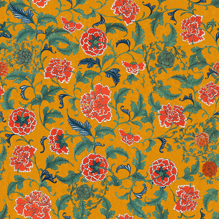 mind-the-gap-wallpaper-floral-ochre-chinoiserie-new-collection-red-mustard-vines-maximalist-statement-feature