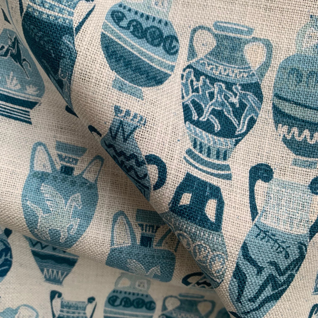 annika-reed-studio-a-muggle-of-jugs-blue-greek-pottery-british-textile-designer-tradtional-block-print-linen-fabric