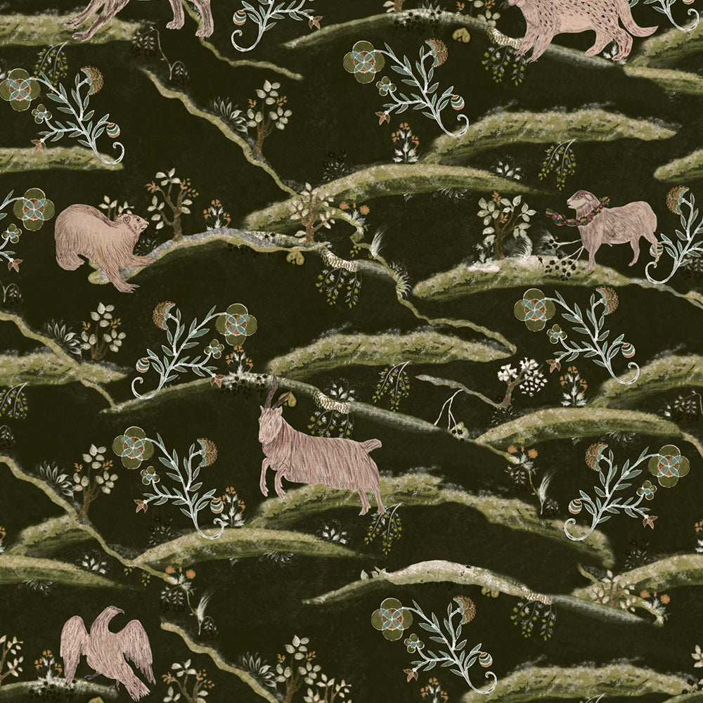 mind-the-gap-woodland-meadow-wallpaper-fox-bird-goat-animals-night-time-mind-the-gap-countryside-by-night-wallpaper-transylvanian-roots-collection-folk-couture-maximalist-statement-interior