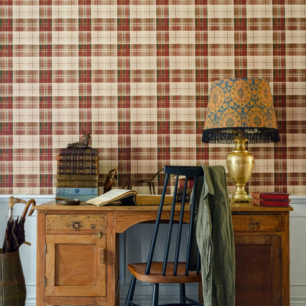 countryside-plaid-tartan-red-wallpaper-office-mind-the-gap-countryside-plaid-beechnut-wallpaper-tartan-transylvanian-roots-collection-maximalist-complementary-statement-interior