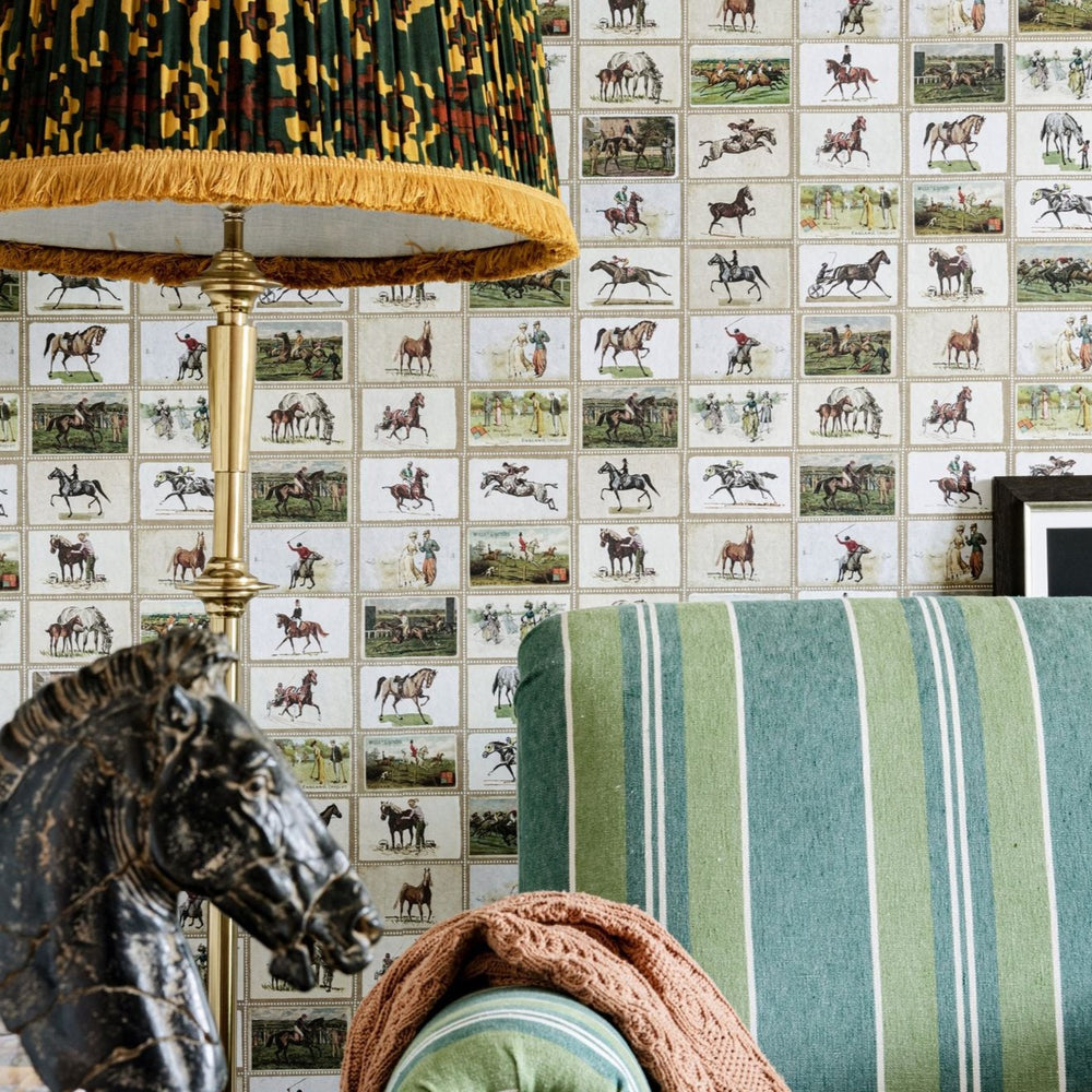 mind-the-gap-english-equestrian-stamps-wallpaper-the-derby-collection-racing-horses-stamp-collection-tiny-small-landscapes-rural-english-countryside-maximalist-statement-interior